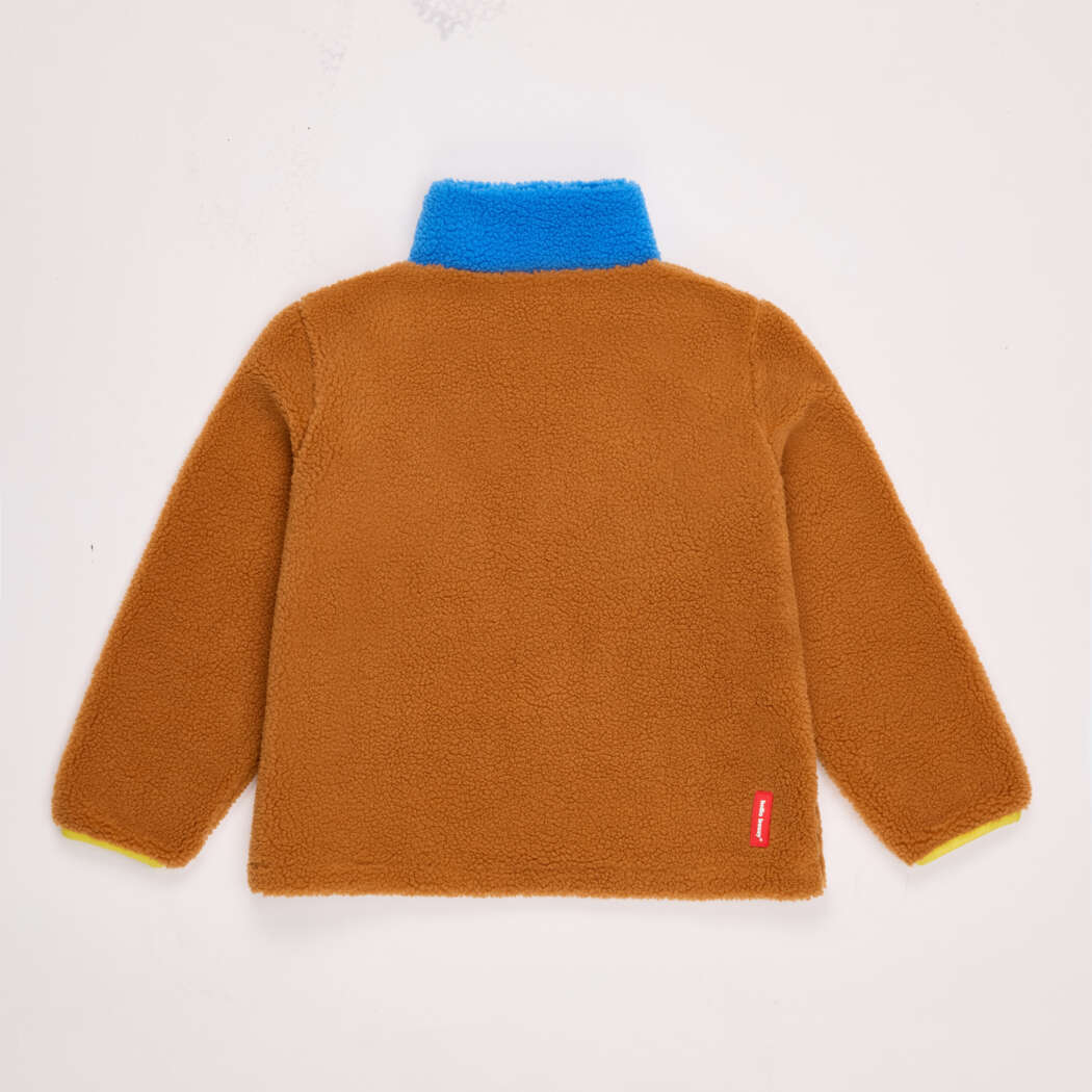 Hello Hossy teddyjas Blue Camel bruine teddy jas voor kinderen achterkant