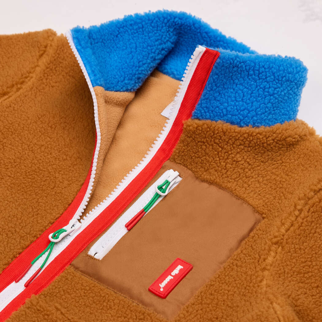 Hello Hossy teddyjas Blue Camel bruine teddy jas voor kinderen detailfoto