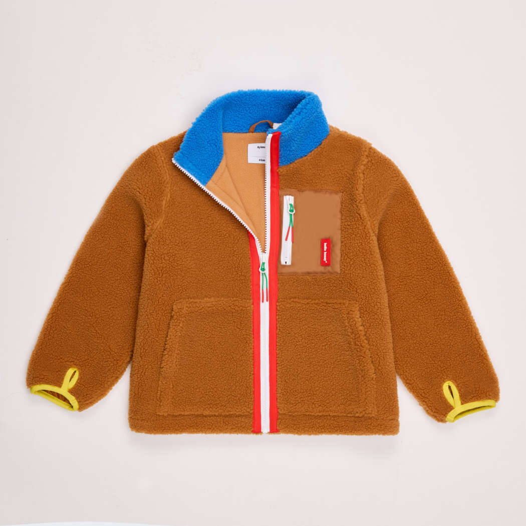 Hello Hossy teddyjas Blue Camel bruine teddy jas voor kinderen vooraanzicht