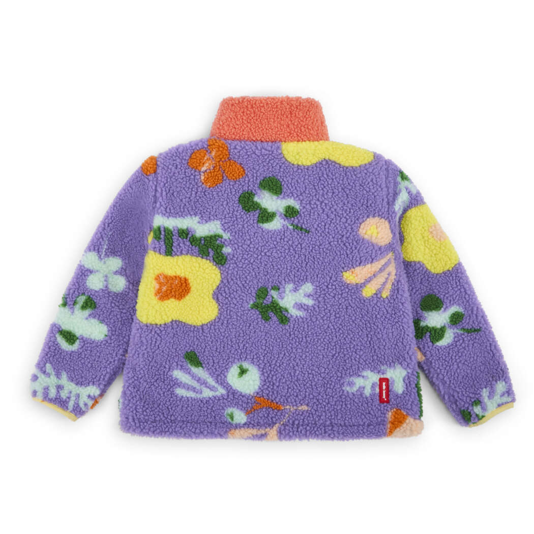Hello Hossy teddyjas Floral Paars lila teddy jas met bloemenprint voor kinderen achterkant