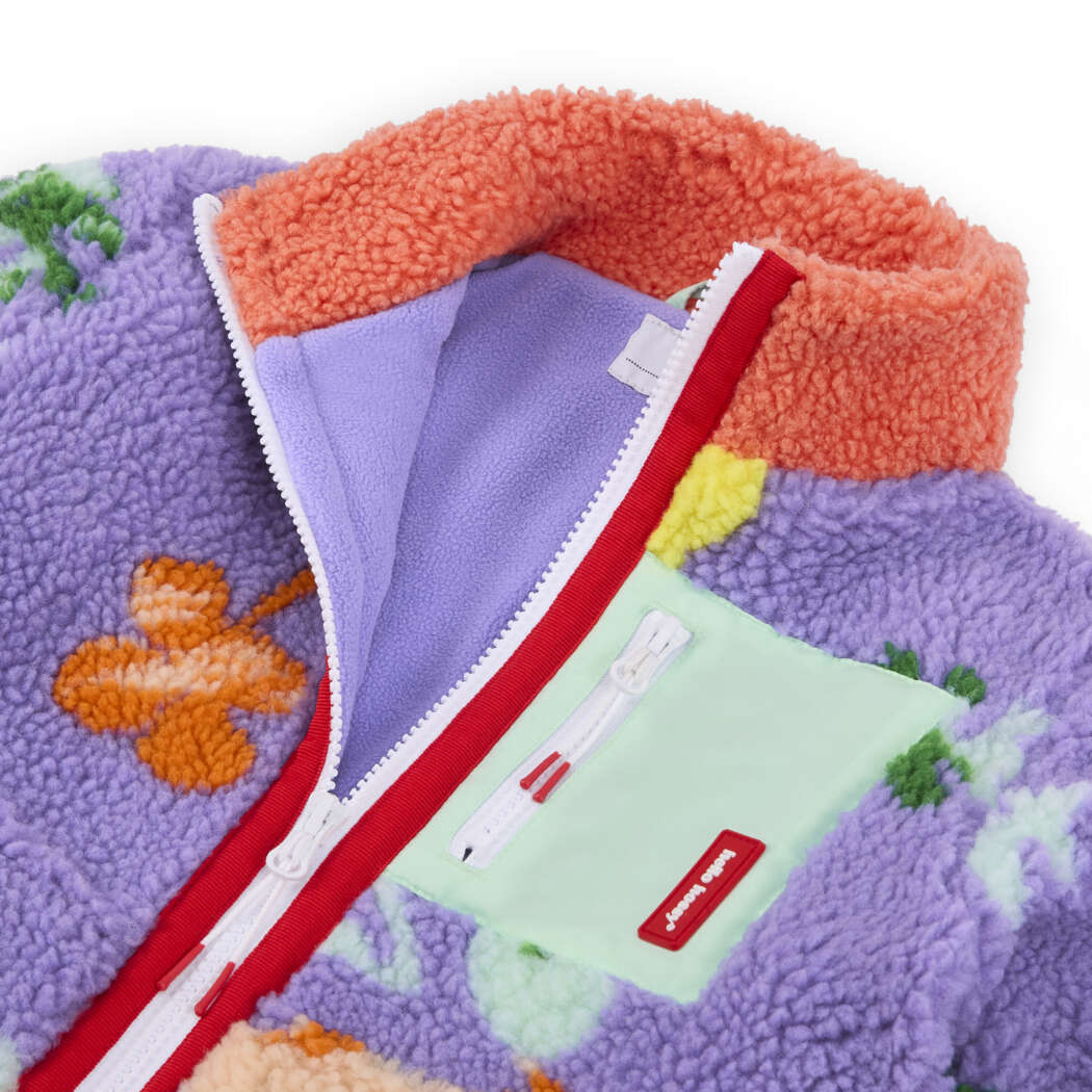 Hello Hossy teddyjas Floral Paars lila teddy jas met bloemenprint voor kinderen detail