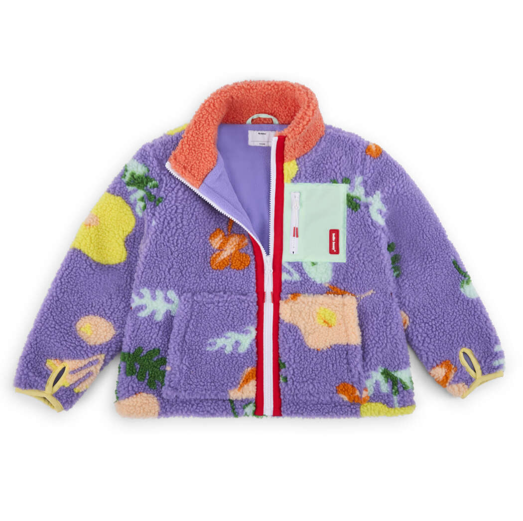 Hello Hossy teddyjas Floral Paars lila teddy jas met bloemenprint voor kinderen vooraanzicht