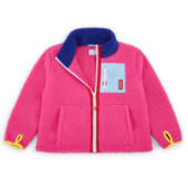 Hello Hossy teddyjas Fuchsia Roze blauwe teddy jas voor kinderen vooraanzicht
