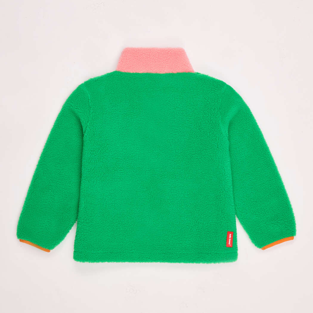 Hello Hossy teddyjas Green Candy Groen roze teddy jas voor kinderen achterkant