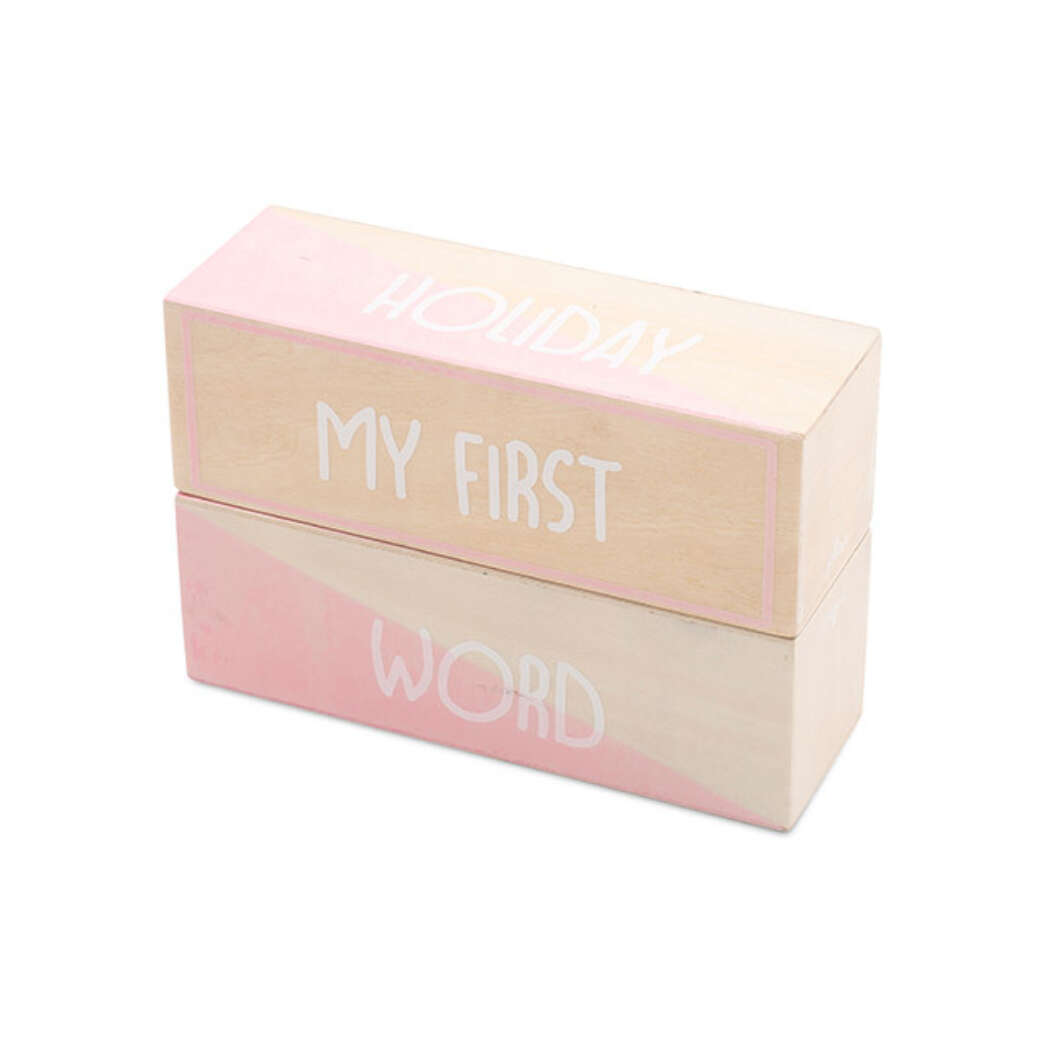 Houten Milestone First Moments Pink