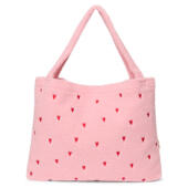 Studio noos teddy mom bag light pink hearts roze teddy schoudertas voorkant