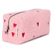 Studio noos teddy pouch light pink hearts geborduurde hartjes etui